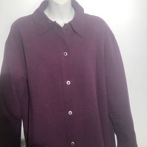 Silverware Womens Heavy Purple Shirt Button Front Long Sleeve Long Sleeve